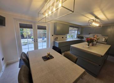 Kitchen fully fit blinds half open